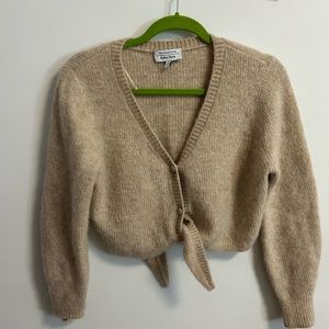 & other stories alpaca wool blend cropped tie front cardigan